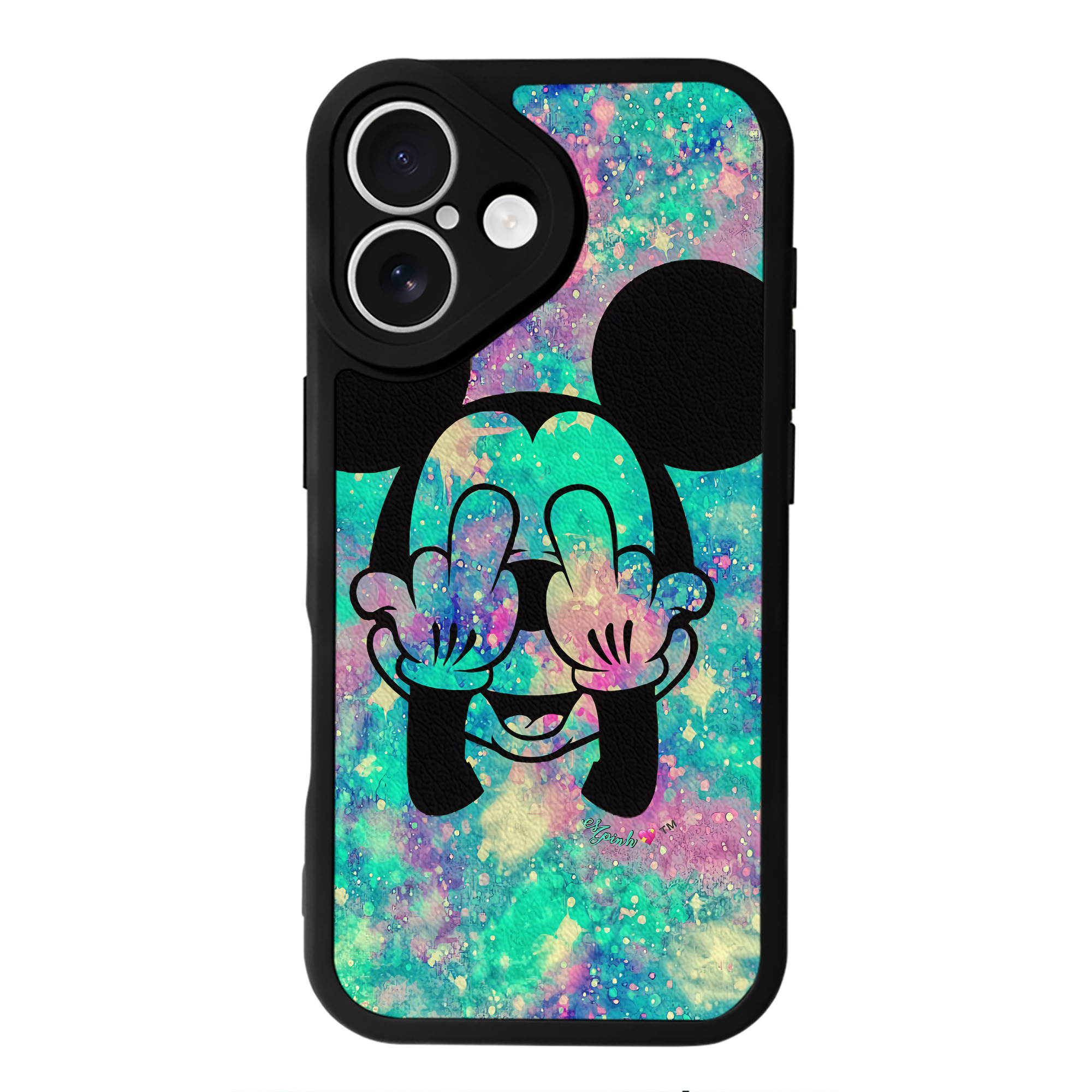 （画像用） ミッキーマウス Mickey Mouse 【iPhone 16シリーズ対応】シリコンスマホケース（レザー調） 材質：シリコン